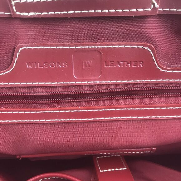 Wilsons Leather Red Structured Tote Attache Bag Handbag Fits Laptop 12" x 15.75” - Picture 16 of 16
